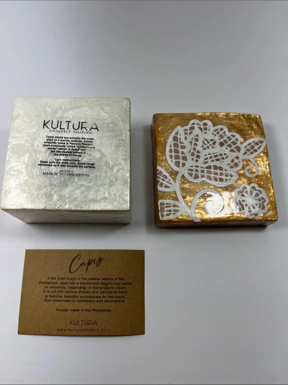 Kultura Capiz Shells Storage Keepsake Boxes Set of 3